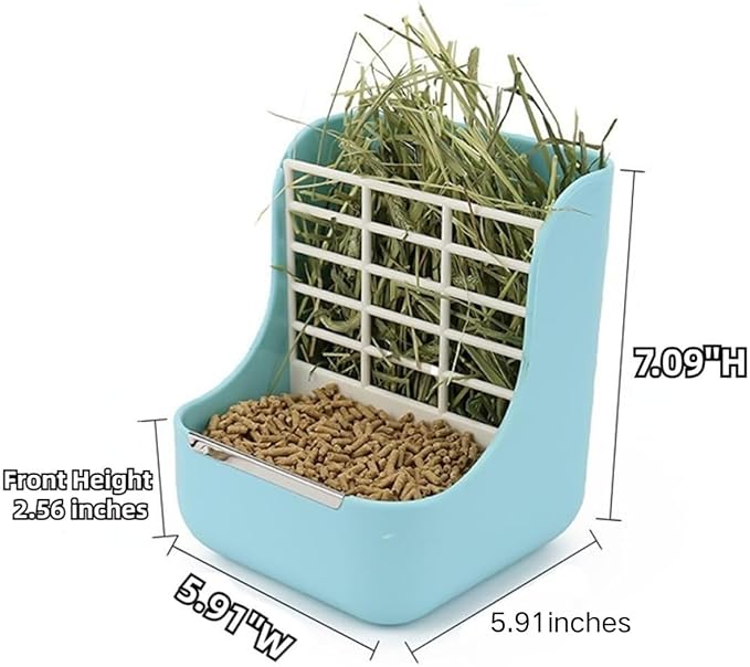 2 in 1 Food Hay Feeder for Guinea Pig, Rabbit Feeder, Indoor Hay Feeder for Guinea Pig, Rabbit, Chinchilla, Feed Bowls Use for Grass & Food (Yellow)-Mewly Pet