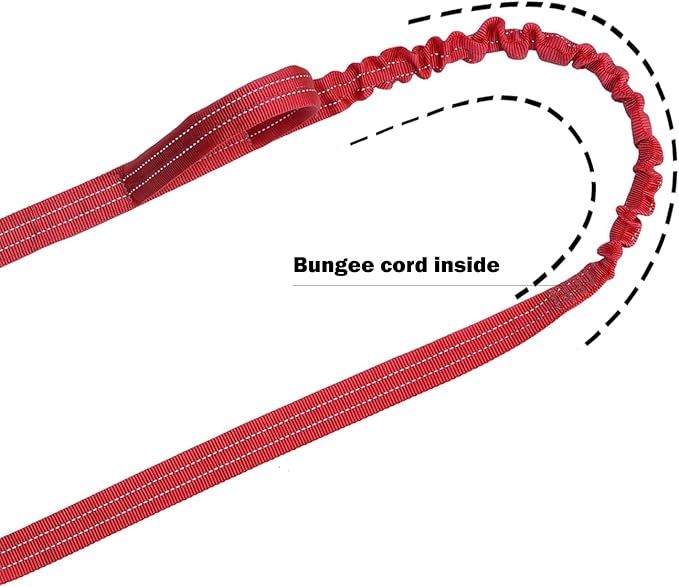 ICEFANG Tactical Dog Leash,K9 Training Walking Bungee Lead with 2 Control Handle,Heavy Duty Quick Release Metal Clasp,for Medium Large Breed (Reflective Red, 6 FT)-Mewly Pet