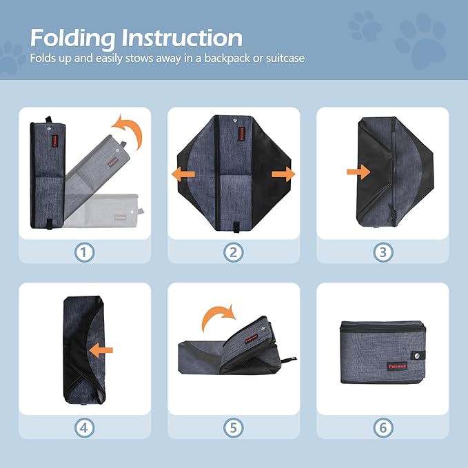 Portable Cat Travel Litter Box. Zipped Lid, Collapsible Litter Box for Cats. No Leakage, No Smell. Easy to Carry. Used for Hotels, Camping, Car(Gray,L)-Mewly Pet