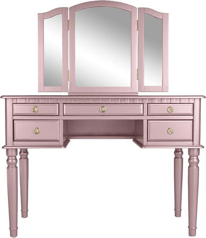 BOBKONA PDEX- Croix Collection Vanity Set With Stool, Rose Gold