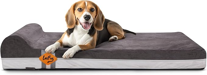 Laifug Orthopedic Memory Foam Extra Large Dog Bed with Pillow and Durable Water Proof Liner & Removable Washable Cover & Smart Design (Large (40"x25"x5.5"), Grey)-Mewly Pet