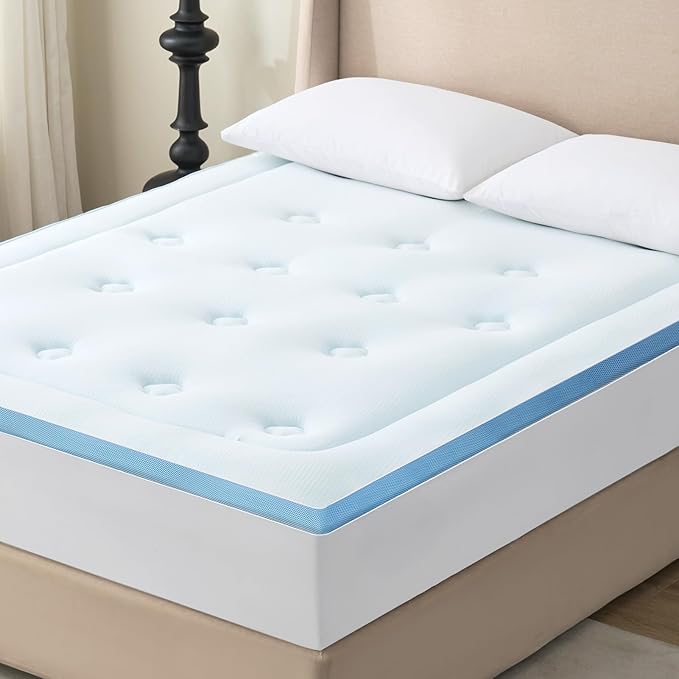Hansleep RV Short Queen Mattress Topper Viscose Derived from Bamboo, Camping Memory Foam Pillow Top Mattress Topper, Breathable Mattress Pad for Back Pain Relief, 60" x 75", White
