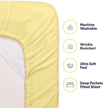 King Size Bed Sheets - 6 Piece 1500 Supreme Collection Fine Brushed Microfiber Deep Pocket King Sheet Set Bedding - 2 Extra Pillow Cases, Great Value, King, Pale Yellow