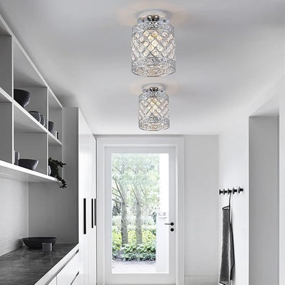 Create For Life® Mini Style Modern Decor Crystal Flush Mount Ceiling Light Fixture Crystal Chandeliers Light Ceiling Lamp for Hallway, Bar, Kitchen, Dining Room, Kids Room (6 inch Shade Dia)