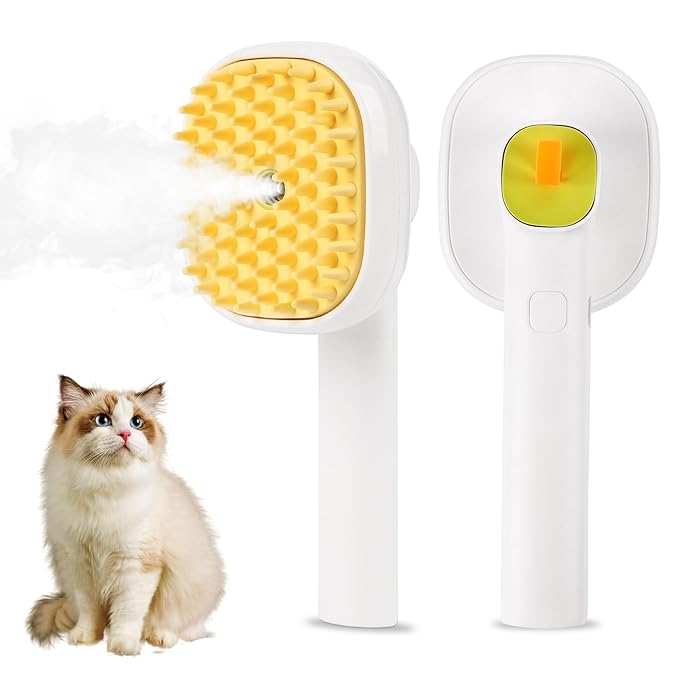 3-in-1 Cat & Dog Steam Brush – USB Rechargeable Spray Grooming Comb with Silicone Teeth – Anti-Static, Shedding Control & Massaging for All Hair Types Long/Short Hair Pets (Green)-Mewly Pet