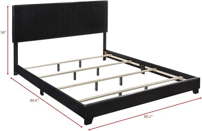 Crown Mark Erin Upholstered Panel Bed in Black, King