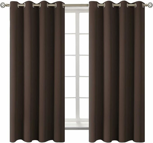 BGment Blackout Curtains for Living Room - Grommet Thermal Insulated Room Darkening Curtains for Bedroom, Set of 2 Panels (52 x 63 Inch, Brown)