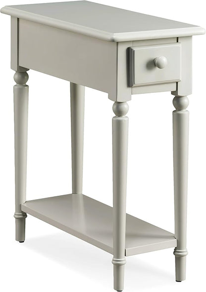 Leick Home Coastal End Table, Solid Wood, 1 Drawer, Bottom Display Shelf, Easy-Assembly, For Living Room/Bedroom, Greige, 23.5 in L x 10 in. W x 24 in H, 20017-GR