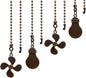Ceiling Fan Pull Chain Set, 4 Pieces Bulb and Fan Pattern Pull Chain Extension Fan Pull Chain Pendant 12 Inch Ceiling Fan Chain Extender with Ball Fan Chains Connector (Red Bronze)