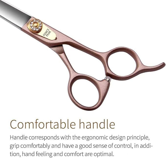 Fenice Peak 7.5'' Dog Straight Scissors for Grooming 440C Stainless Steel Rose Gold Professional Pet Trimming Scissors Sharp Blades Cutting for Dogs and Cats Shears-Mewly Pet