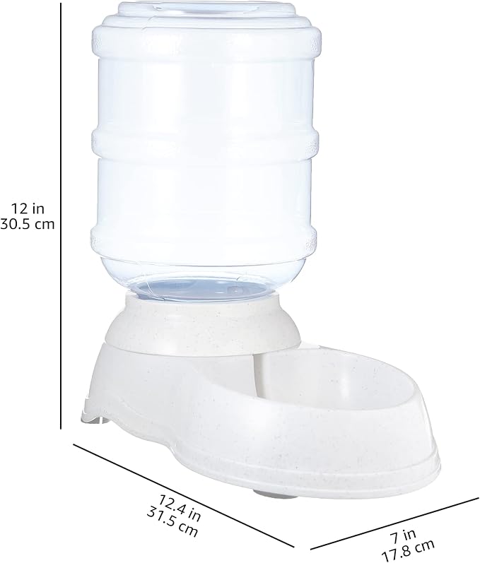 Amazon Basics Gravity Pet Water Dispenser for Cat, Dog, 1 gallon Capacity, Small, Gray-Mewly Pet
