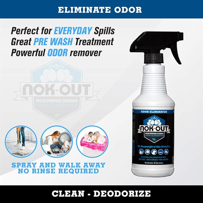 NOK OUT Odor Remover, Pet Deodorizer and Cleaning Spray, Made in the USA, 32 Fluid Ounce Spray-Mewly Pet