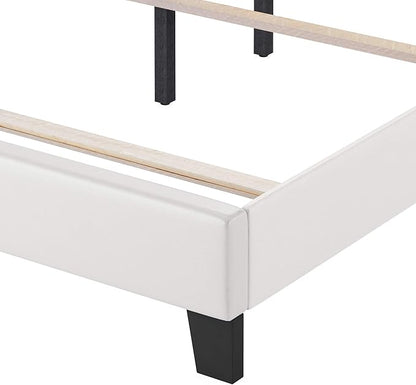FURINNO Pessac PU Leather Upholstrered Platform, King, White