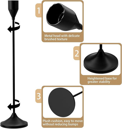Brass Black Metal Taper Candle Holder, Vintage Candlestick Holders, Candle Sticks Holder Decor for Wedding Wedding, Dinning, Party, Fits 3/4 inch Thick Candle&Led Candles (Set of 3 Pcs)