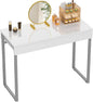 GreenForest Vanity Desk with 2 Drawers,47 inch White Desk with Glossy Desktop Easy Clean,Makeup Dressing Table with Metal Silver Legs for Home Office Small Spaces,Bedroom