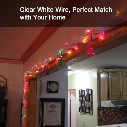 Brizled Colored Christmas Lights, 300 Count 69.6ft Incandescent Christmas Lights, Connectable 120V UL Certificated Xmas String Light, Mini Xmas Tree Light Set White Wire for Tree Holiday Party Decor