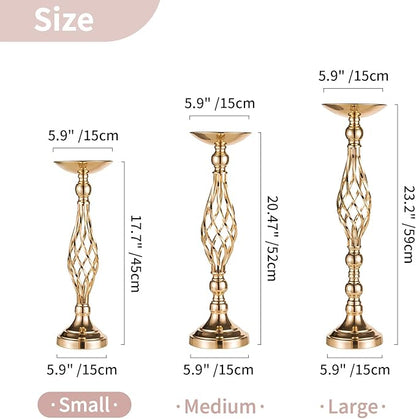 2 Pcs Versatile Metal Flower Arrangement & Candle Holder Stand Set for Wedding Party Dinner Centerpiece Event Restaurant Hotel Decoration (Gold, 2 x S)