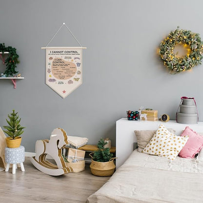 Mental Health Gifts, Desk Decorations for Women Office, Boho Classroom Decor Canvas Hanging Pennant Flag Banner Wall Sign Gift for Bedroom Classroom Playroom Game Room Front Door