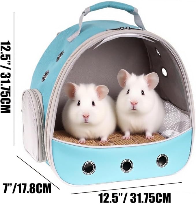 Small Animal Travel Carrier Backpack to Carry and Transport Guinea Pig Birds Bearded Dragon, Clear Front Window, Portable Bag to Transport Hamster Hedgehog-Mewly Pet