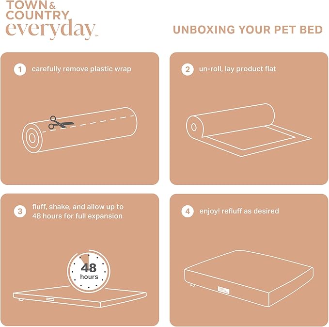 TOWN & COUNTRY EVERYDAY CuddleTown Comfy Solid Bolster Sofa Pet Bed, Supportive & Calming Egg Crate Foam, Non-Slip Bottom, Machine Washable Cover, Beige, Medium 28"x23"x8"-Mewly Pet