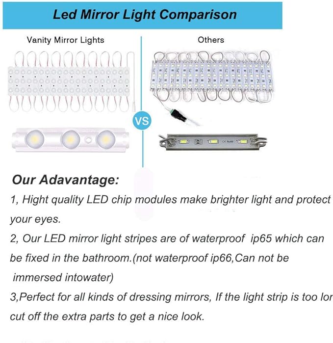 Led Vanity Mirror Lights, Hollywood Style Vanity Make Up Light, 10ft Ultra Bright White LED, Dimmable Touch Control Lights Strip, for Makeup Vanity Table & Bathroom Mirror, Mirror Not Included