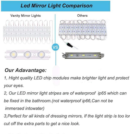 Led Vanity Mirror Lights, Hollywood Style Vanity Make Up Light, 10ft Ultra Bright White LED, Dimmable Touch Control Lights Strip, for Makeup Vanity Table & Bathroom Mirror, Mirror Not Included