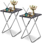 Garden 4 you Folding TV Tray Table,TV Dinner Table with Sturdy MDF Top,Eating Trays for Living Room with No Assembly Required, 2PCS (Black Marble)