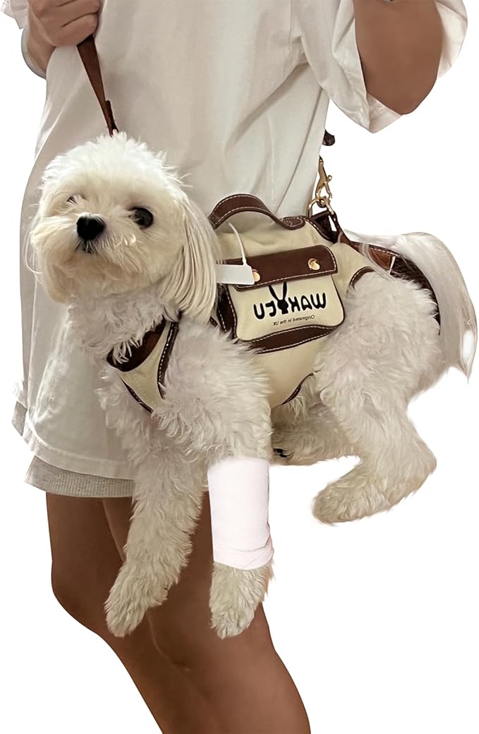 Dog Lift Harness Dog Carrier VES Harness Adjustable Leash with Small Puppy Treat Bag,Fits Most Cars,M-Mewly Pet