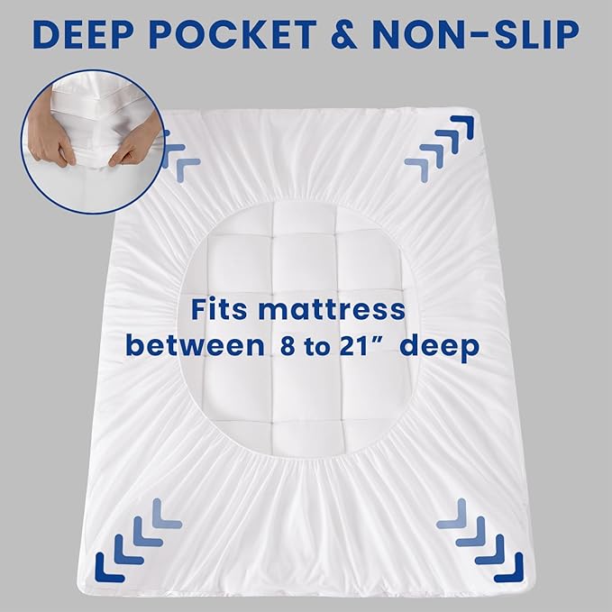 King Mattress Topper, Extra Thick Pillowtop, Cooling and Plush Mattress Pad Cover for Back Pain,Soft Mattress Protector Cover with 8-21 Inch Deep Pocket(78''x80'')
