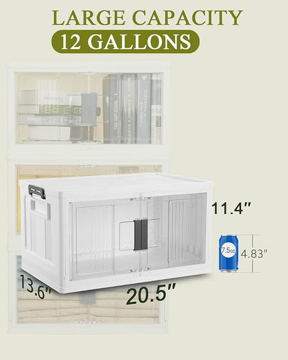 OlarHike 144QT Lockable Storage Bins with Lids - Folding Storage box with Doors and Wheels, Collapsible Plastic Bins for Closets, Stackable Organizer and Containers, Christmas Gifts, 3 Pack Cubes