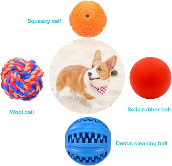 Puppy Balls - Pack with Different Functions & Teething Toys for Small Dogs, Squeaky Dog Balls, Rubber Chew Toys for Enrichment-Mewly Pet