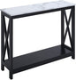 Convenience Concepts Oxford Console Table 39.5" - Sofa Table with Storage Shelf, Transitional Entryway Hall Table for Living Room and Bedroom, Display Foyer Table, White Faux Marble/Black