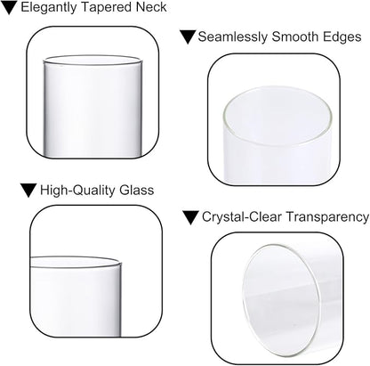 PHOSPHOR Hurricane Candle HoldersFor Pillar Candle Clear Glass Cylinder Centerpieces Vases Table Decoration Centerpiece Floral Room Decor Clear Seeded Bubbles Living Dining Kitchen 3 Pieces