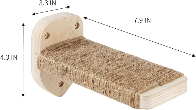 3 Pcs Cat Wall Steps, Cat Shelves and Perches for Wall, Wall-Mounted Cat Climbing Shelf with Hemp Rope Covered, Cat Wall Furniture Steps Set with Scratching Pads for Cats Playing and Climbing (Wood)-Mewly Pet