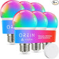 OREiN Matter Smart Light Bulb, Smart Light Bulbs with Remote Control Work with Apple Home, Alexa, Google Home, SmartThings, Color Changing Light Bulbs 2.4Ghz WiFi, 800 Lumens Equivalent 60W 6Pack