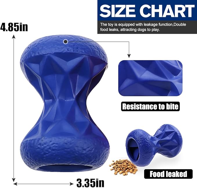 Rubber Dog Toys Treat Dispensing - Super Tough Treat Toys for Aggressive chewers Large Breed Durable Dog Toys IQ Training (Blue)-Mewly Pet