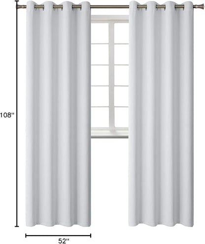 BGment Blackout Curtains - Grommet Thermal Insulated Room Darkening Bedroom and Living Room Curtains, Set of 2 Panels (52 x 108 Inch, Greyish White)