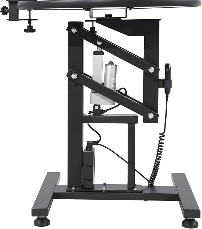 Electric Hydraulic Lift Pet Dog Grooming Table, 24Inch 360° Rotating Grooming Desktop for Small Dogs, with Overhead Arm, Wireless Remote, Tool Organizer, Black-Mewly Pet