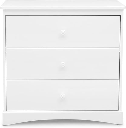 Delta Children Sutton 3 Drawer Dresser with Changing Top and Interlocking Drawers - Greenguard Gold Certified, Bianca White