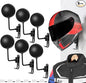 SANGMO 6 Pack 180° Motorcycle Helmet Holder Wall Mount, Rotation Metal Helmet Rack, Helmet Holder Bike with 2 Hooks Helmet Hanger for Motorcycle Bike Coats, Caps, Baseballs, Rugby Helmet (Black)