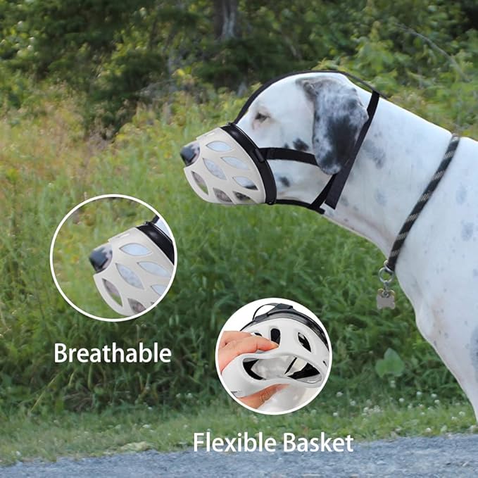 Dog Muzzle, Breathable Basket Muzzles for Small, Medium, Large and X-Large Dogs, Prevent Barking, Biting, Chewing Dog Mouth Cover Gray-Mewly Pet