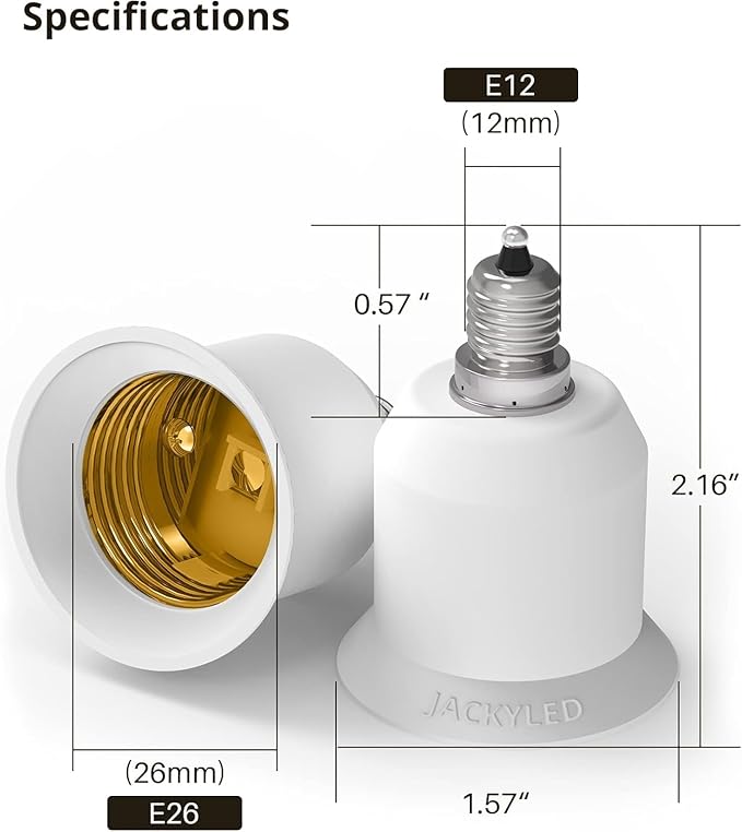 JACKYLED 15-Pack E12 to E26 E27 Adapter Chandelier Light Socket E12 to Medium Socket E26 E27 Converter Bulb Base Adapter Converter
