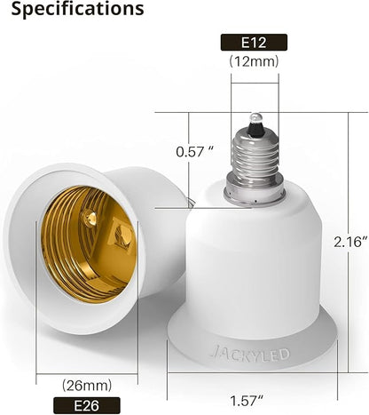 JACKYLED 15-Pack E12 to E26 E27 Adapter Chandelier Light Socket E12 to Medium Socket E26 E27 Converter Bulb Base Adapter Converter