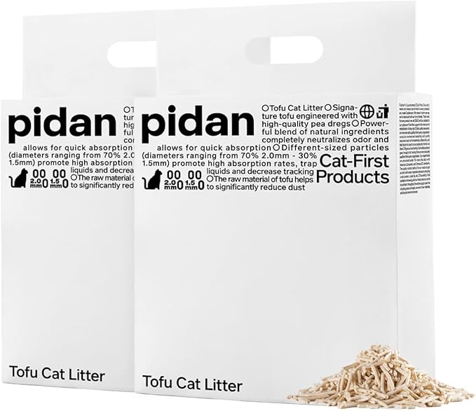 pidan Tofu Cat Litter Clumping,Flushable,Ultra Absorbent and Fast Drying, 100% Natural Ingredients Litter,Solubility in Water,Really Dust-Free,Less Scattering (5.3lb×2bags)-Mewly Pet