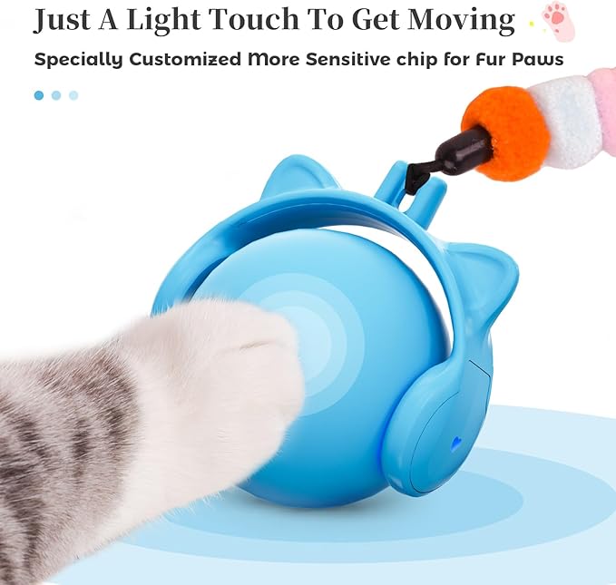 ORSDA Cat Toys for Indoor Cats, New Intelligent Voice Timing Touch Control Cats Ball, Simulate Mouse Sound Kitten Toy, Automatic Interactive Moving Cat Toy for All Ages-Mewly Pet
