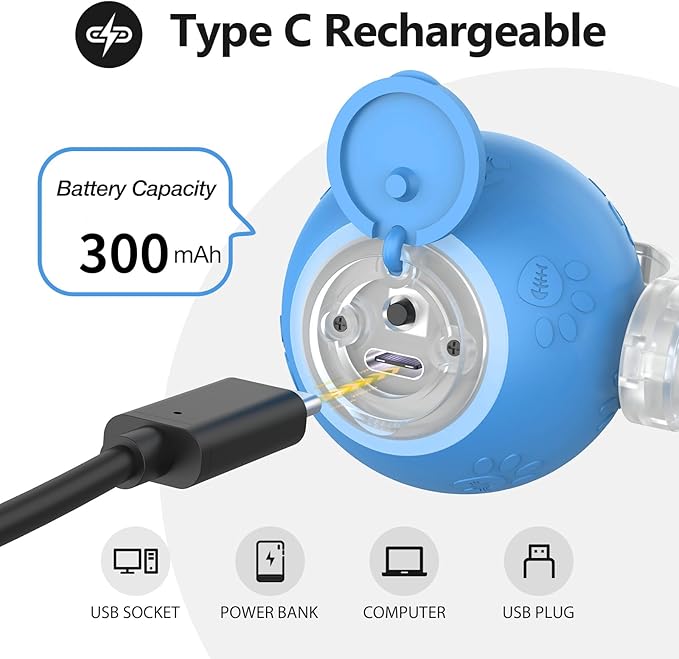 Interactive Cat Toys, Automatic Moving Cat Toys for Bored Indoor Adult Cats, Fast Rolling, Chirping & Motion-Activated Kitty Toys, Fun Gift for Cats with Speedy Tail 2.0, USB Rechargeable, Blue-Mewly Pet