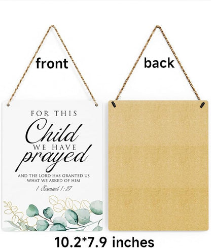 Inspirational Decor, For This Child We Have Prayed 1 Samuel 1:27, Scripture Wooden Hanging Sign Christian Gift for Baby Kids Girl Boy Nursery Teen Room Bible Verse Wall Art Decoration 8 x 10 Inches