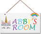 Personalized Signs Unicorn Sign, Unicorn Rainbow Girls Room Wall Decor Art Prints,Hanging Signs For Kids Room, for Home, Birthday Party, Bedroom, Bathroom, Playroom