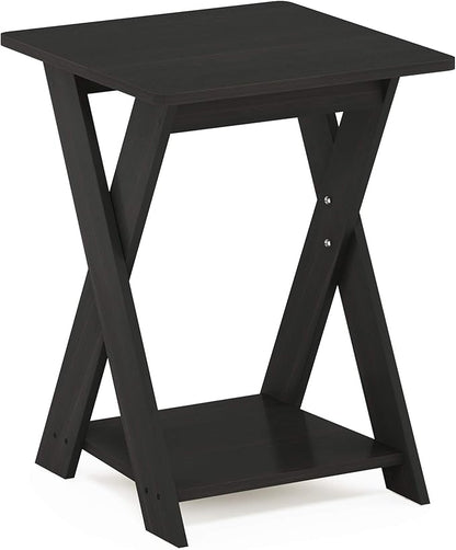 FURINNO Modern Simplistic End Table, 1-Pack Without Tray, Espresso