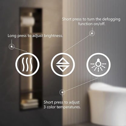 DUMOS 28"x 21" LED Bathroom Mirror with Lights, Dimmable Anti-Fog Front Lit Backlit Lighted Wall Mounted Rectangle for Vanity Makeup Memory Function Tempered Glass Shatter-Proof Horizontal&Vertically